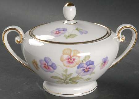 Pansy White Sugar Bowl & Lid