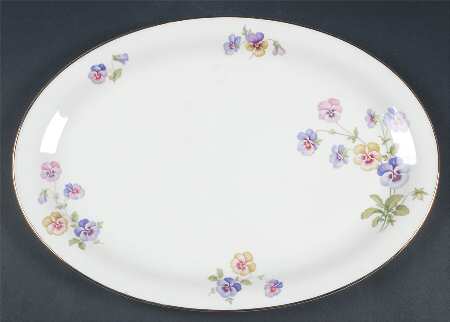 Pansy White 15" Oval Serving Platter