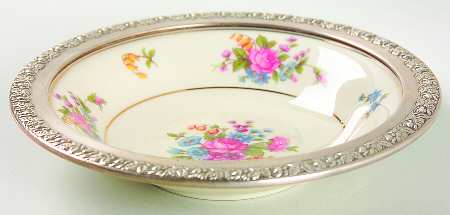 Queen's Rose Smooth #4416 Fruit/Dessert (Sauce) Bowl W/Sterling Rim