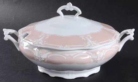 Rose (Pale Pink Color Band) Round Covered Vegetable