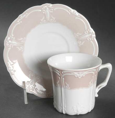 Rose (Pale Pink Color Band) Flat Cup & Saucer Set