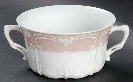 Rose (Pale Pink Color Band) Flat Cream Soup Bowl