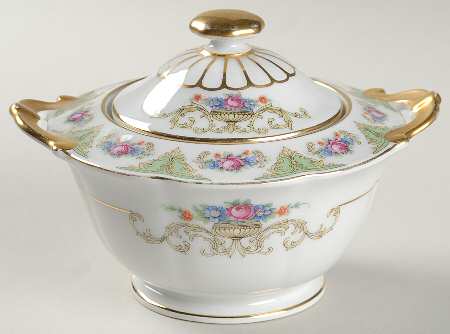 The Shannon (White Border) Sugar Bowl & Lid