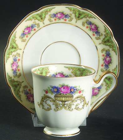 The Shannon (Cream Border) Footed Demitasse Cup & Saucer Set
