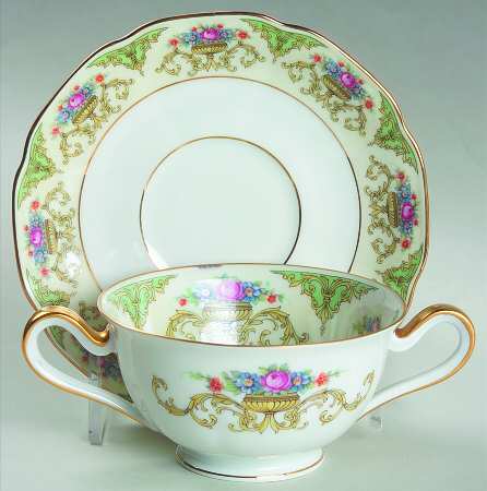 The Shannon (Cream Border) Footed Bouillon Cup & Saucer