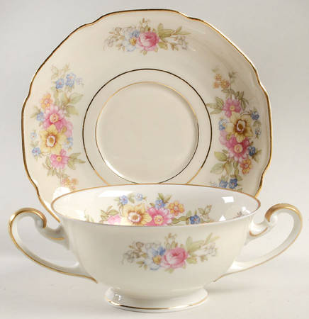 Springtime (US Zone) Footed Cream Soup Bowl & Saucer Set