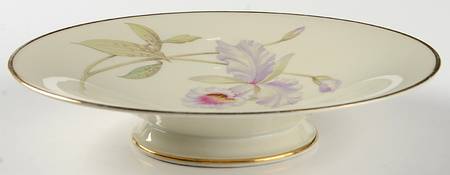 Orchid (Cream Background) Round Compote (Height X Width)