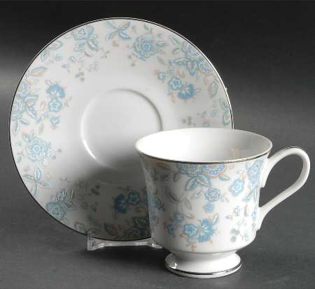 Blue Meadows Footed Cup & Saucer Set