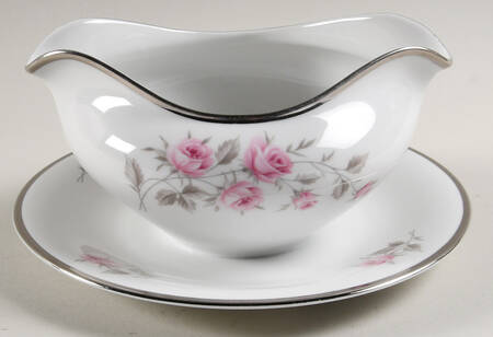Dawn Rose (Bavaria, Germany) Gravy Boat with Attached Underplate