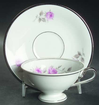 Dawn Rose (Bavaria, Germany) Footed Cup & Saucer Set