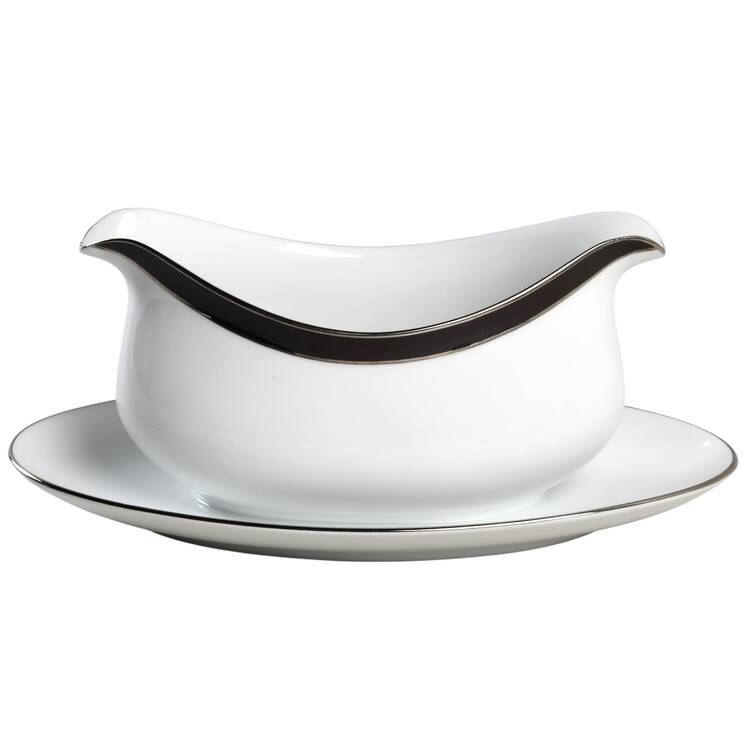 Midnight Halo Gravy Boat with Attached Underplate