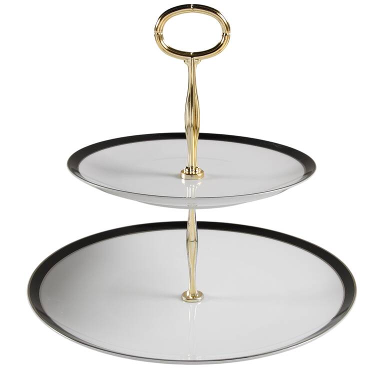 Midnight Halo 6 5/8"-10"  2 Tiered Serving Tray (Dp, Sp) HC