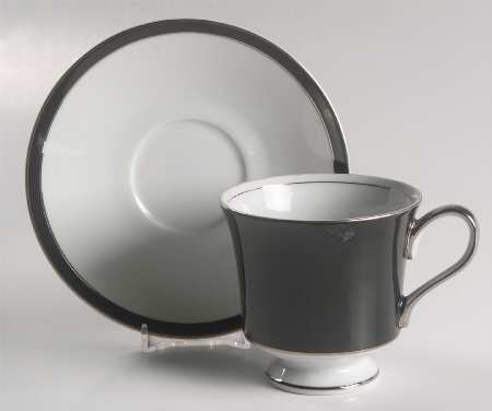 Midnight Halo Footed Cup & Saucer Set
