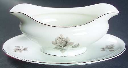 Moonlight Rose Gravy Boat with Attached Underplate