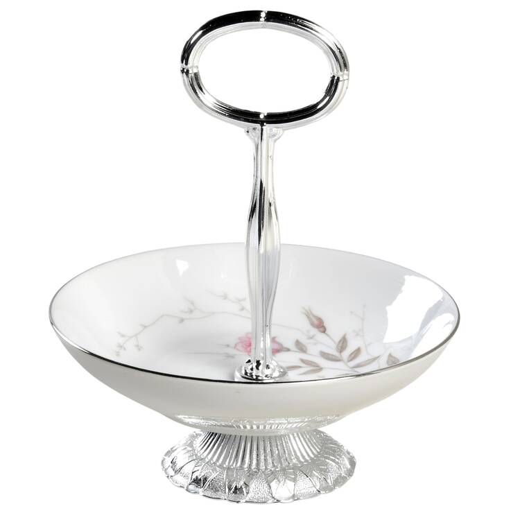 Roselle 6"-7" Handled Footed Nut Dish HC