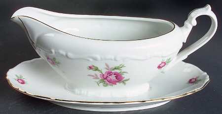 Morning Rose Gravy Boat with Attached Underplate