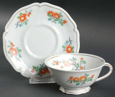 Orange Tree Footed Cup & Saucer Set