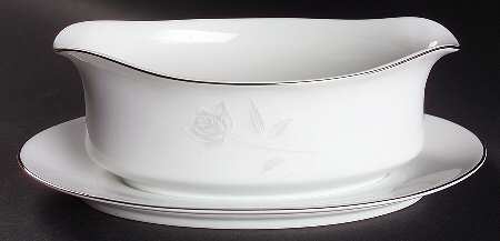 Eternal Rose Gravy Boat with Attached Underplate