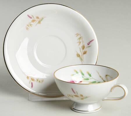 Harvest Bouquet Footed Demitasse Cup & Saucer Set