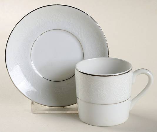 White Lace Flat Demitasse Cup & Saucer Set