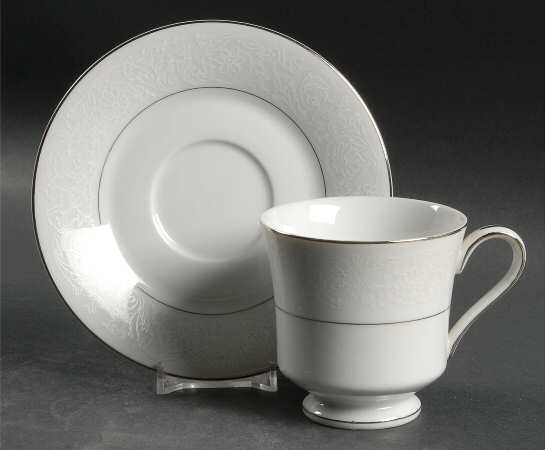 White Lace Footed Cup & Saucer Set