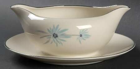Blue Lark Gravy Boat with Attached Underplate