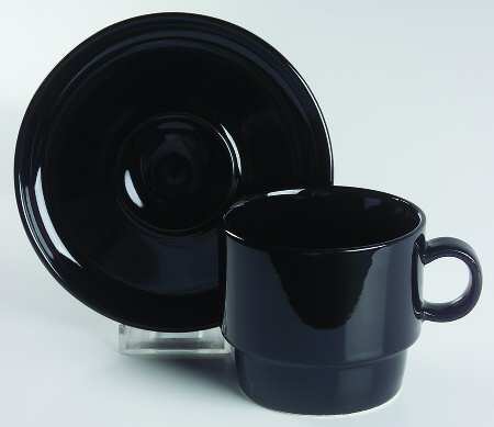Bauhaus Black Flat Cup & Saucer Set