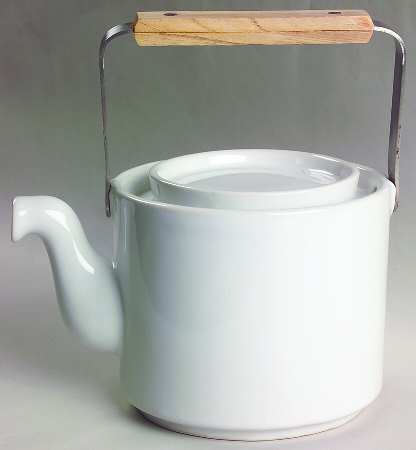 Bauhaus White Teapot & Lid with Removable Top Handle