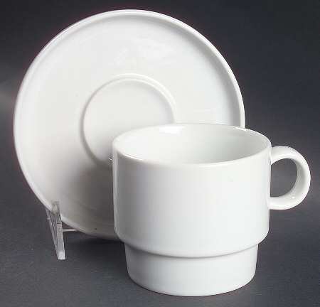 Bauhaus White Flat Cup & Saucer Set