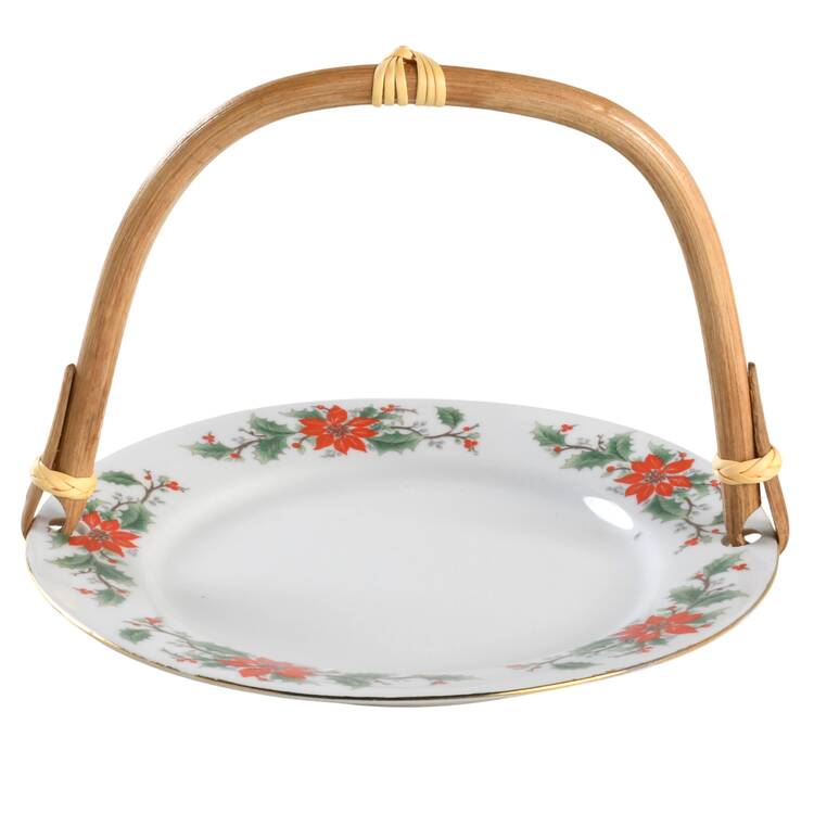 1693 (China) 5 3/8"-5 5/8" Bamboo Handled Serving Plate  HC