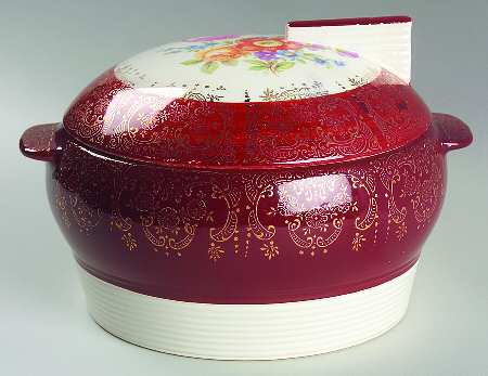Meissen Rose Red Round Covered Vegetable