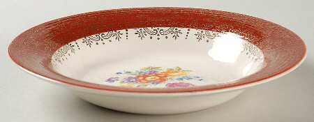 Meissen Rose Red Rim Soup Bowl