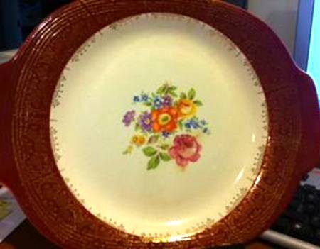 Meissen Rose Red Handled Cake Plate