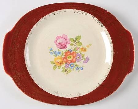 Meissen Rose Red 12" Oval Serving Platter