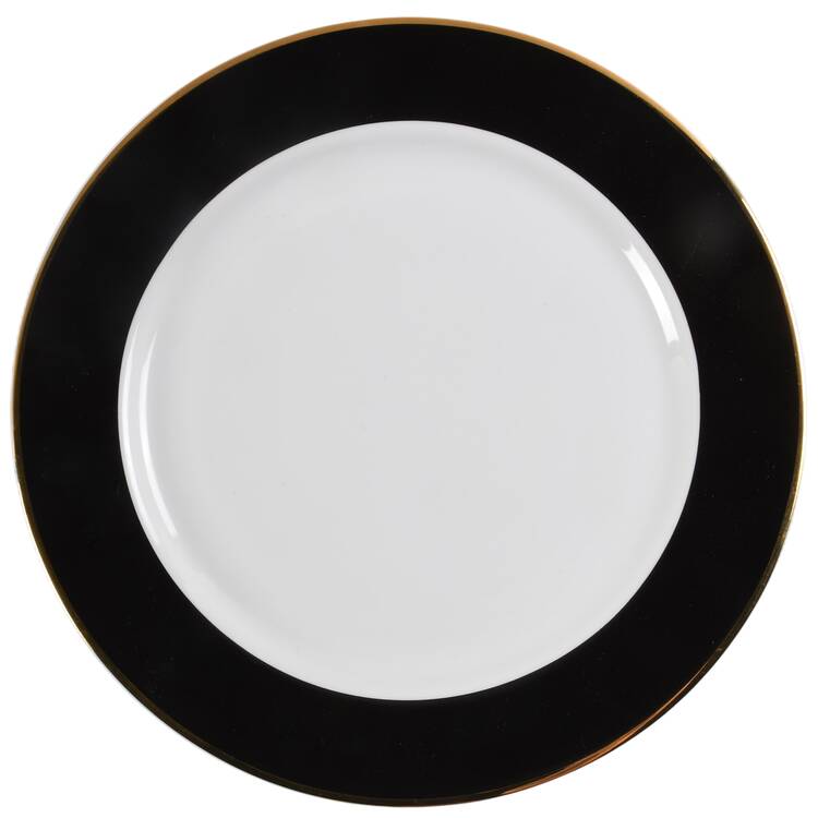 Halo Black (Gold Trim) 12" Chop Plate (Round Platter)