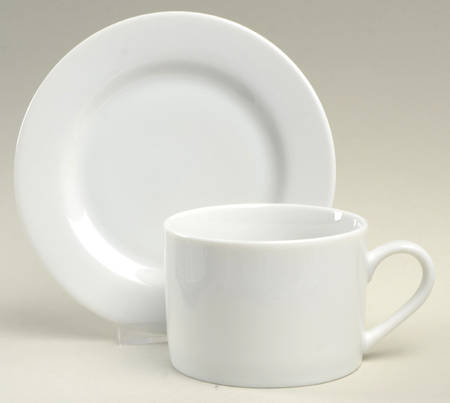 Classic White Flat Cup & Saucer Set