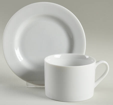 Classic White Flat Cup & Saucer Set