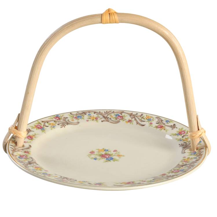1631 5 3/8"-5 5/8" Bamboo Handled Serving Plate  HC