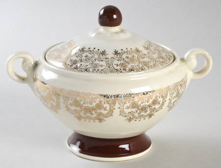 2176 Maroon Sugar Bowl & Lid