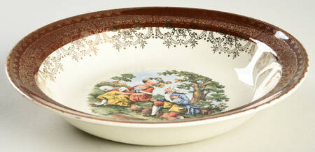 2176 Maroon Rim Soup Bowl