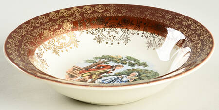 2176 Maroon Rim Fruit/Dessert (Sauce) Bowl