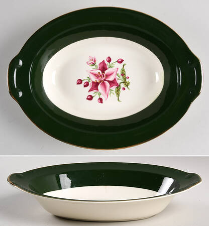 Appalachian Heirloom Bonnie (Gold Trim) 9" Oval Vegetable Bowl