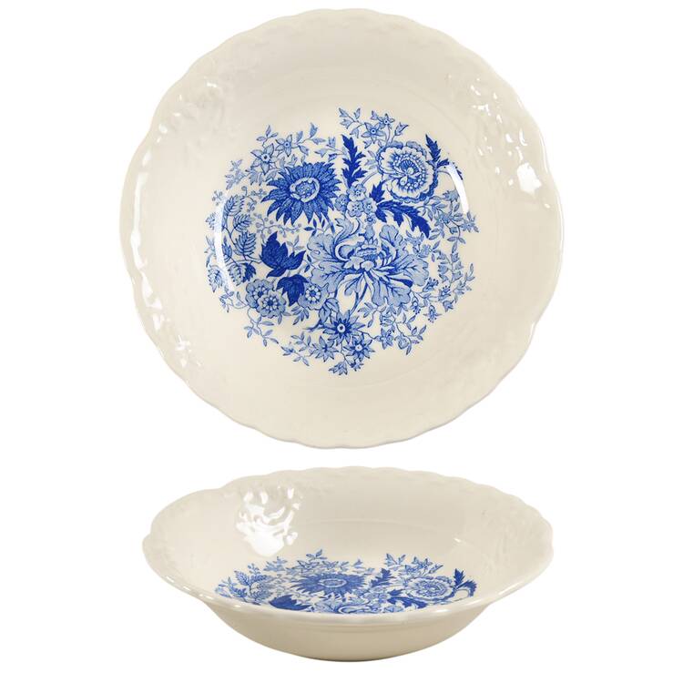 Center Bouquet Blue (Fairway Shape) Fruit/Dessert (Sauce) Bowl