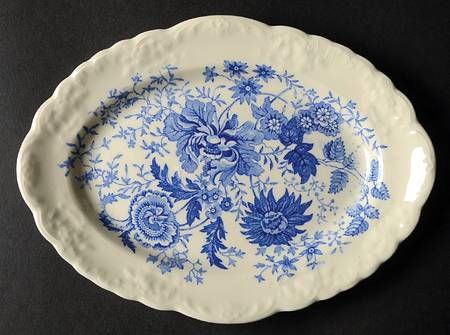 Center Bouquet Blue (Fairway Shape) Relish/Gravy Underplate