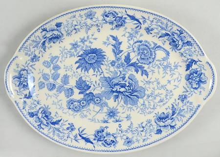 Center Bouquet Blue (Laurel Empire Shape) 11" Oval Serving Platter