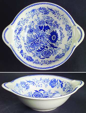 Center Bouquet Blue (Laurel Empire Shape) Lugged Cereal Bowl