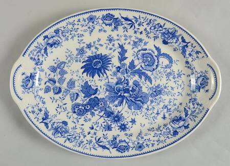 Center Bouquet Blue (Laurel Empire Shape) 13" Oval Serving Platter