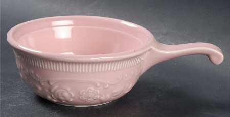 Oven Serve Pink Round Handled Bowl