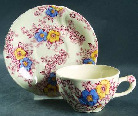 Dogwood Pink Multicolor Flat Cup & Saucer Set