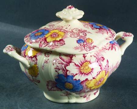 Dogwood Pink Multicolor Sugar Bowl & Lid